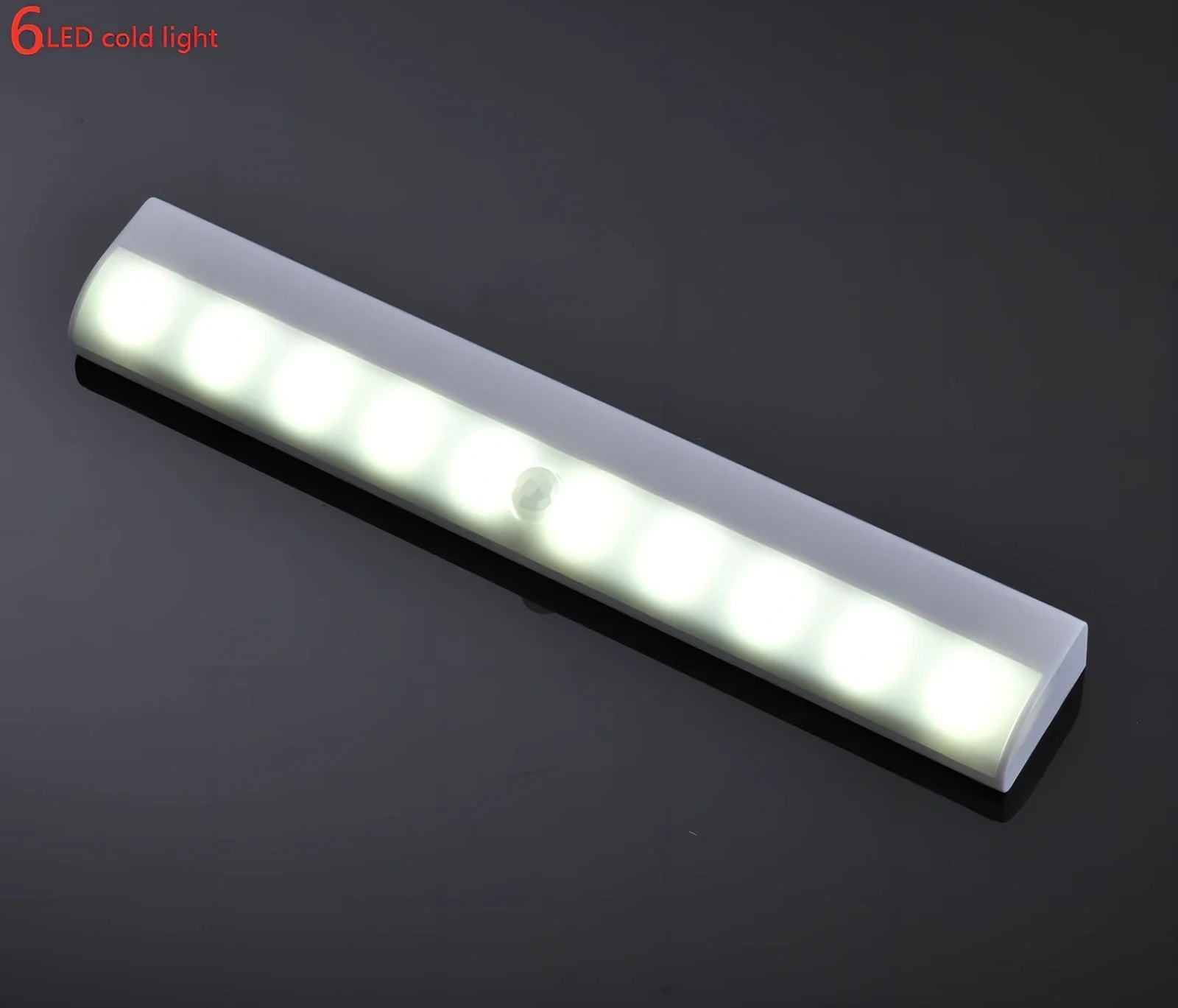 LED human body induction magnetic closet light showing aluminium shell and magnetic attachment for wardrobe installation