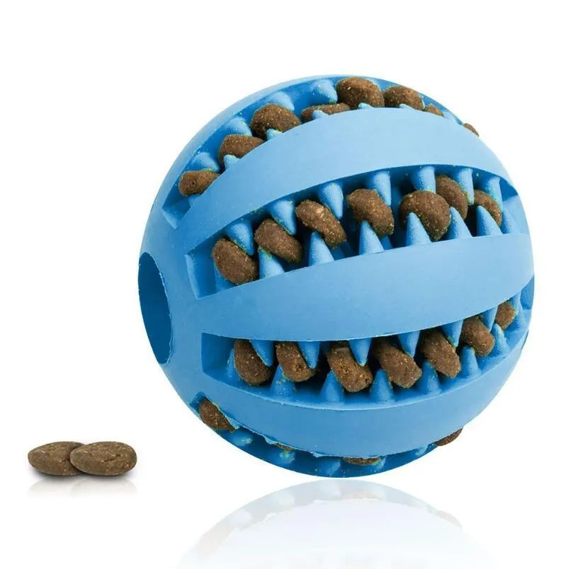Natural silica gel dog ball toy in blue, green and red, 5cm and 7cm slow feeder treat dispenser