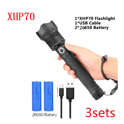 High-Powered Tactical Flashlight with Zoom and USB Charging - Durable, Waterproof, and Rechargeable LED Flashlight