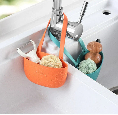 Free punch sink drain bag faucet sponge rack in TPR material for kitchen organization