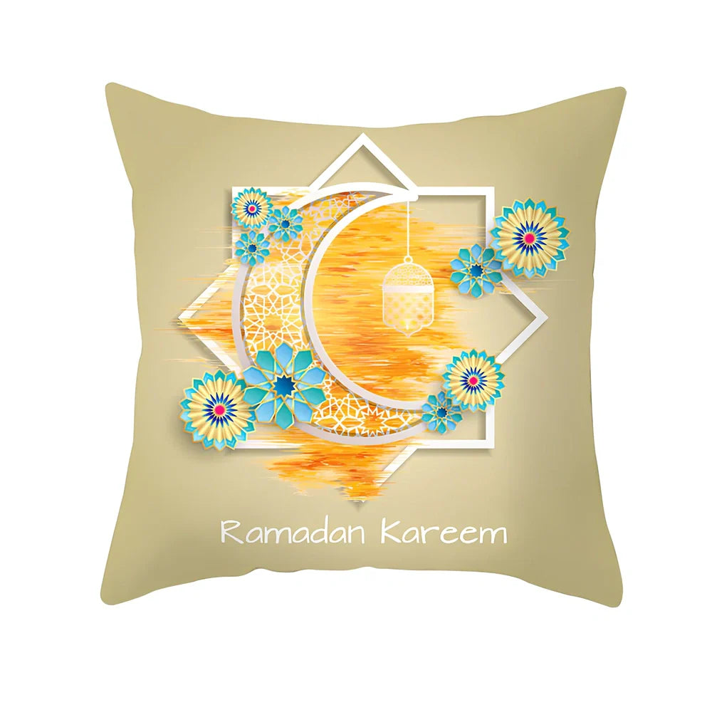 Single-sided digital printed peach skin pillowcase measuring 44cm for Ramadan Eid decor