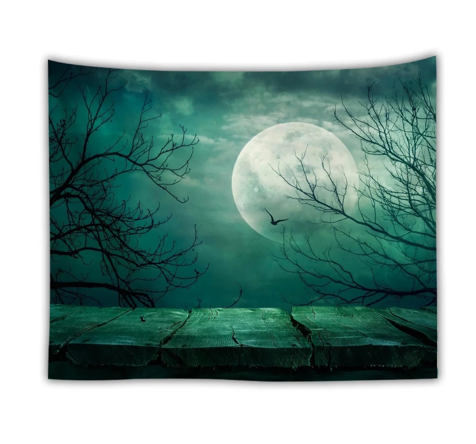 Ocean moon nature tapestry wall hanging in polyester, 150x200cm size with digital print for dorm decor