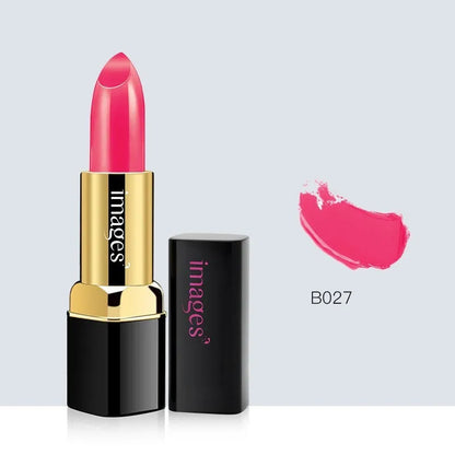 Moisturising lip gloss stick in a compact case, shown in shades like coral red and barbie pink.
