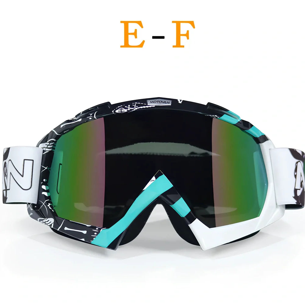 Interchangeable lens riding goggles with ABS frame and multiple colour options for off-road cycling