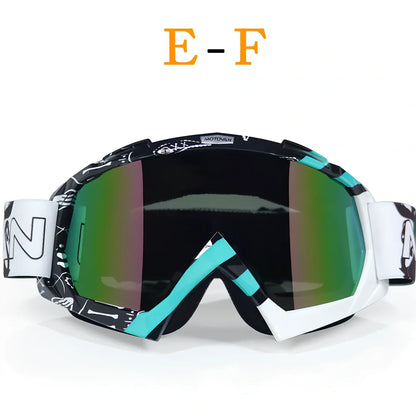 Interchangeable lens riding goggles with ABS frame and multiple colour options for off-road cycling