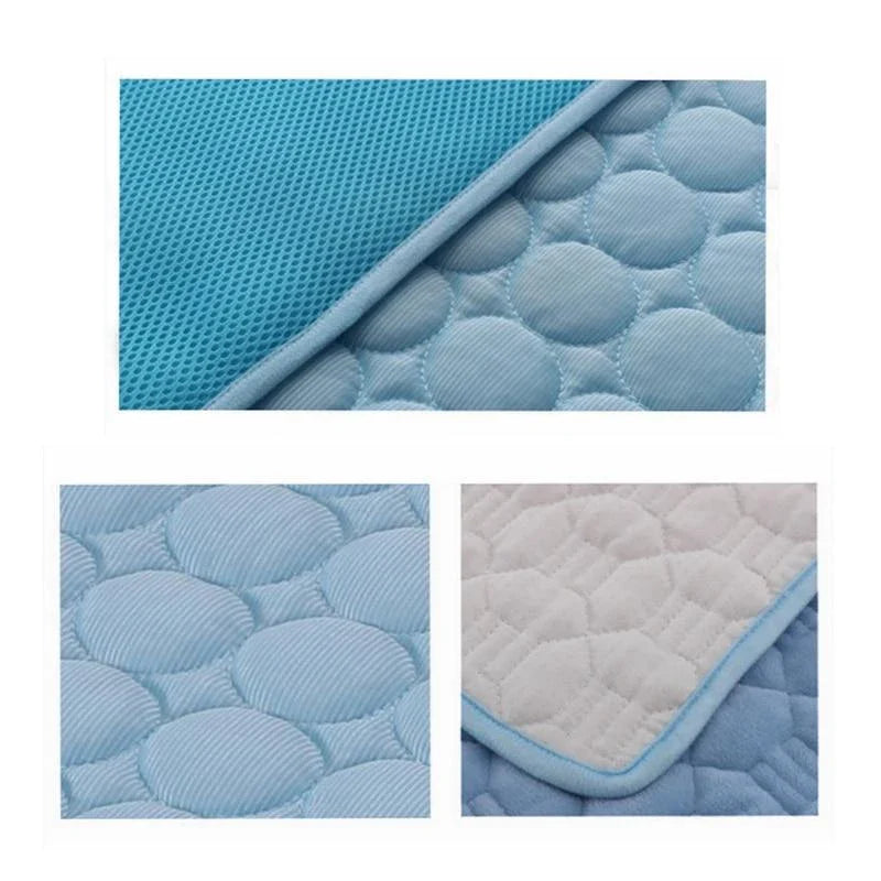Cooling pet pad for dogs and cats made with heat-resistant fibers for instant cooling relief during summer