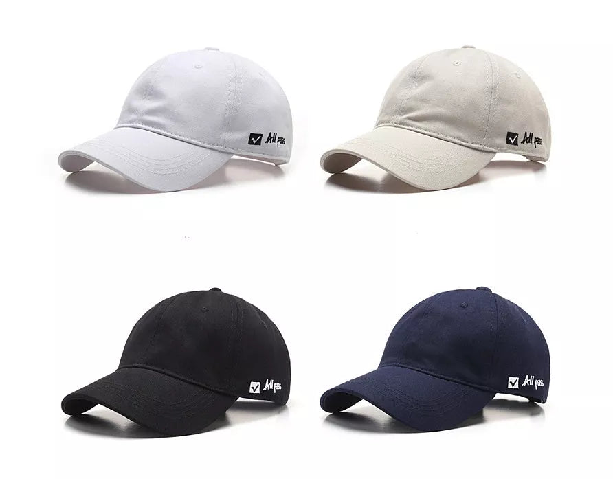 Adjustable cotton baseball cap with side letter embroidery in multiple colors