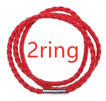 Personalized men's braided leather bracelet with stainless steel beads and custom name charm