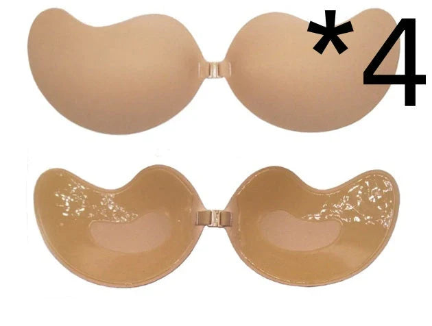 A discreet, backless and strapless silicone bra that provides a natural lift and invisible support under clothing.