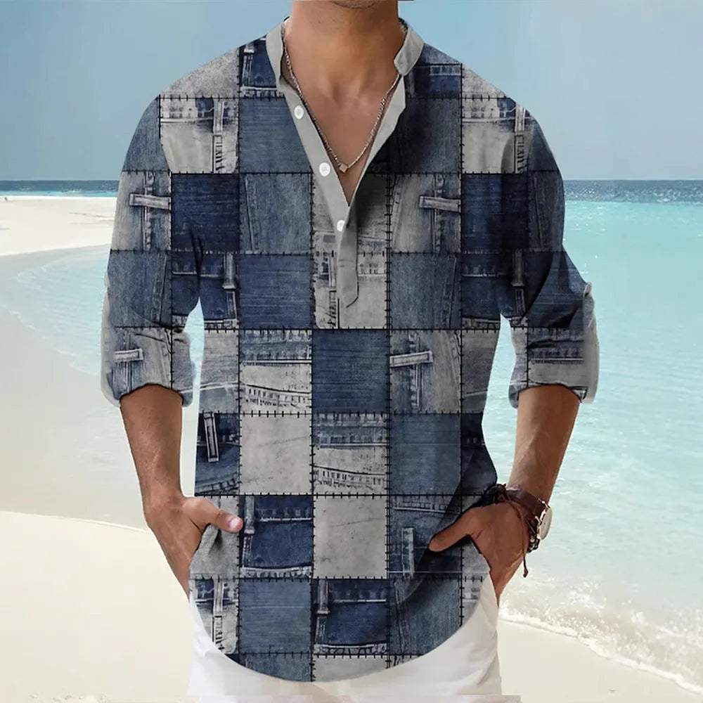 Thin striped Hawaiian long sleeve cardigan shirt in multiple colours and sizes up to 6XL