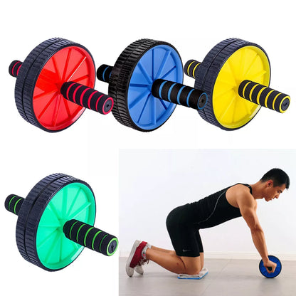 Double Wheel Abdominal Wheel in red, blue, green, and yellow for core strengthening exercises