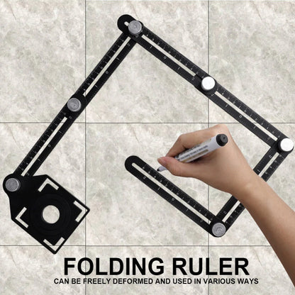 Aluminum alloy six-folding multi-angle measuring ruler for precise tile and flooring projects
