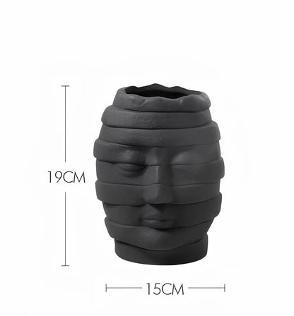 Nordic-style ceramic art vase with matte finish, 20-25cm height, black or white colour options