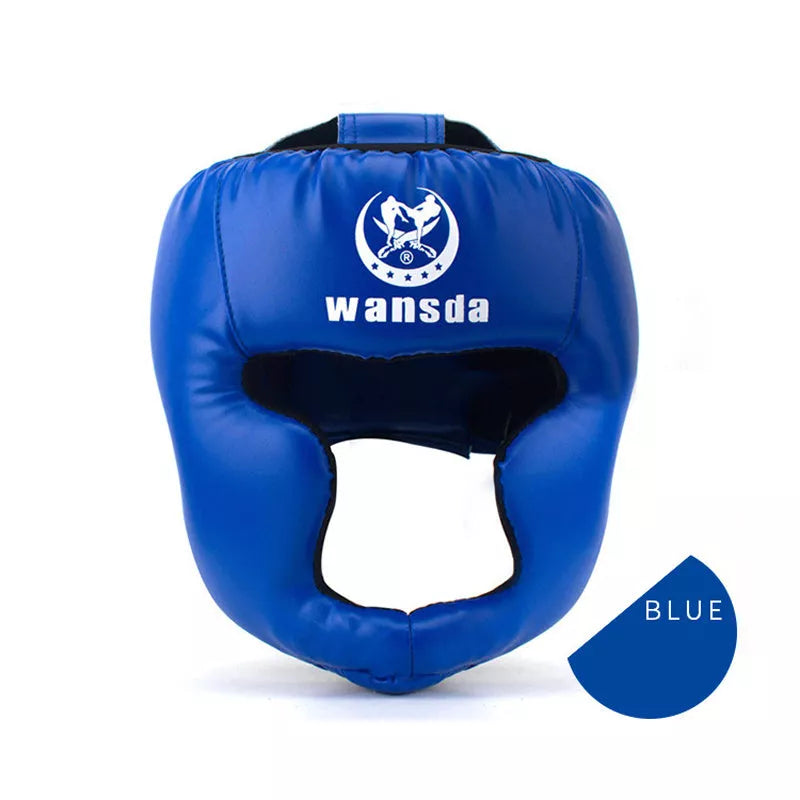 Taekwondo fighting headgear helmet in red, black, or blue for martial arts defense