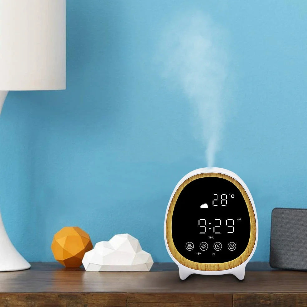 Black round smart WiFi aroma diffuser with 1-litre tank for 30 square metre humidification