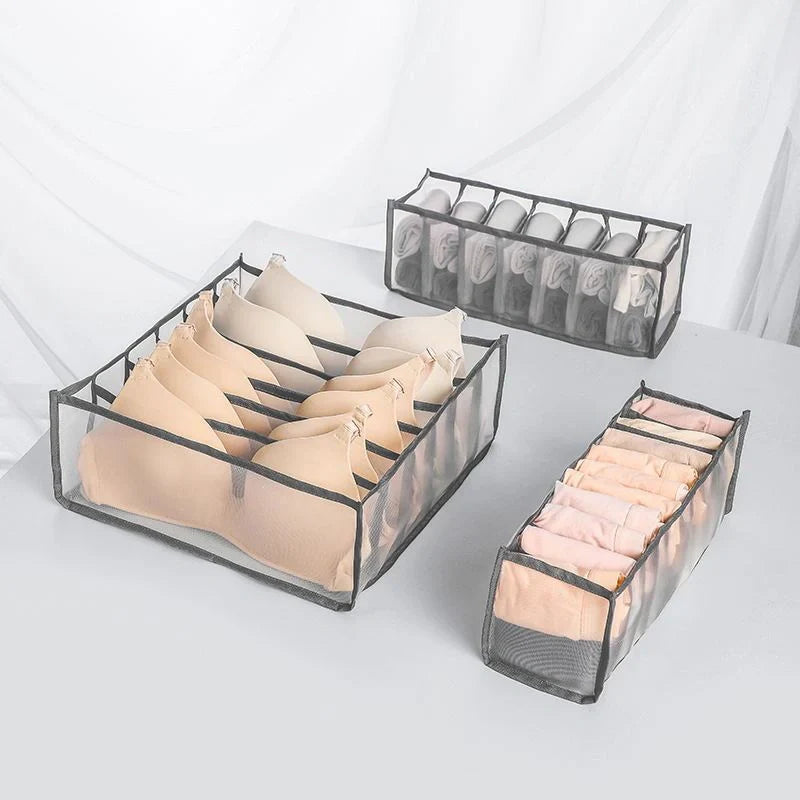 Drawer Type Finishing Grid Underwear Closet Storage Box in various colors