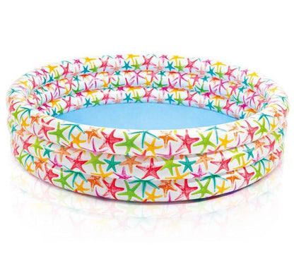 Round blue inflatable baby pool measuring 168cm across with 38cm high sides
