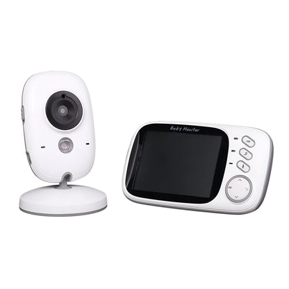 VB603 digital baby monitor with handheld LCD screen and camera unit showing night vision.