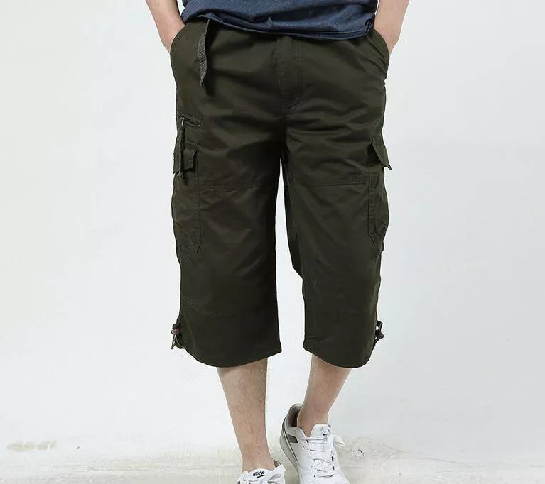 Men's Summer Leisure Cropped Cotton Pants in various colors and sizes