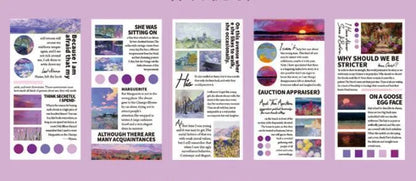 Paper sticker book with 60x120mm landscape painting designs in eight colour options