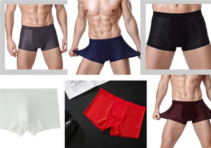 Men's modal boxer briefs with U convex design in dark blue colour showing breathable fabric texture