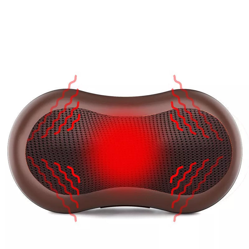 Massager Pillow with multiple head options for targeted muscle relief, compact and portable design