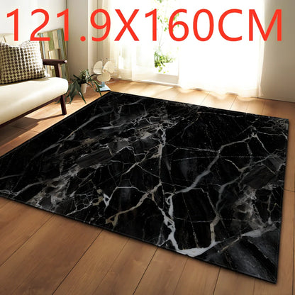 Rectangular polyester fibre carpet with marble pattern in 121.9x160cm and 50x80cm sizes