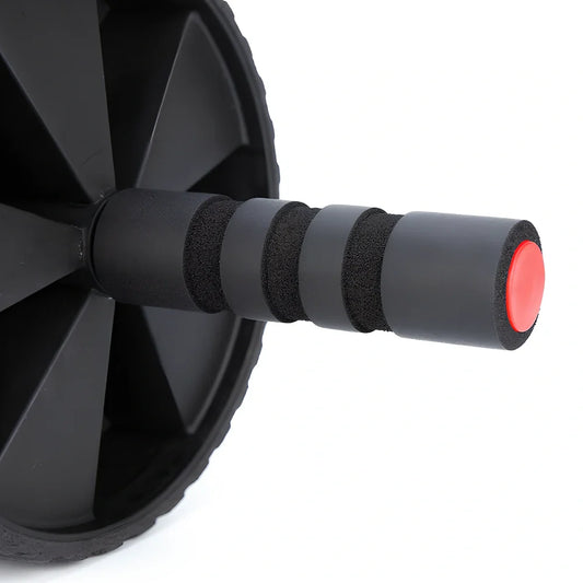 Black abdominal exercise wheel with 29cm steel pipe and 4.5cm wide wheel for core training