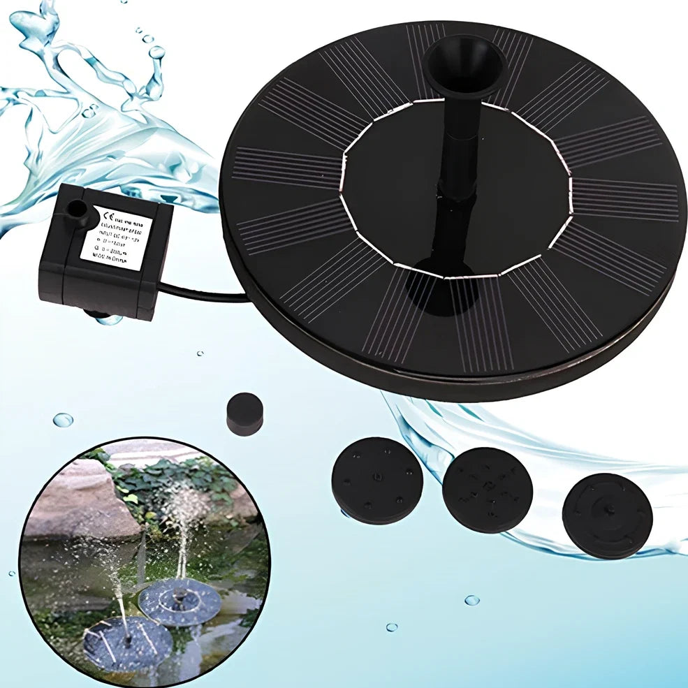 16cm round solar fountain pump with 7V/1.4W panel for garden water features