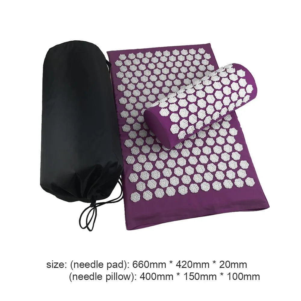 Lotus-shaped acupressure mat and pillow set in blue colour for massage therapy