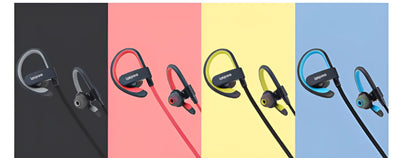 Wireless sports headphones in blue colour with earplug design for running and fitness