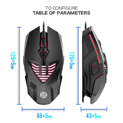Ergonomic wired gaming mouse with customizable buttons, high-precision optical sensor, and comfortable textured grip for office and gaming use