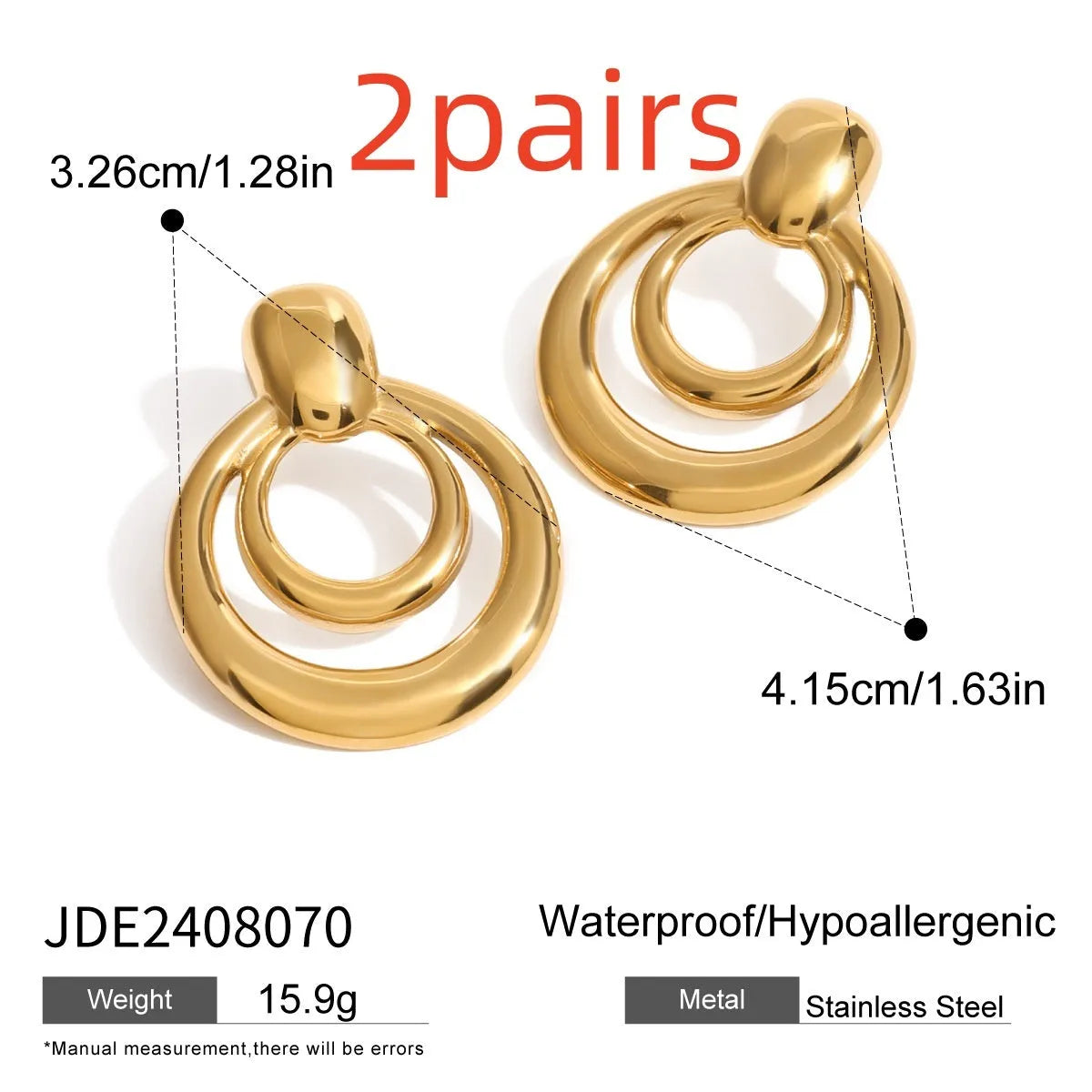 Round geometric hollow stud earrings in gold with 1.2cm diameter and centre cut-out design