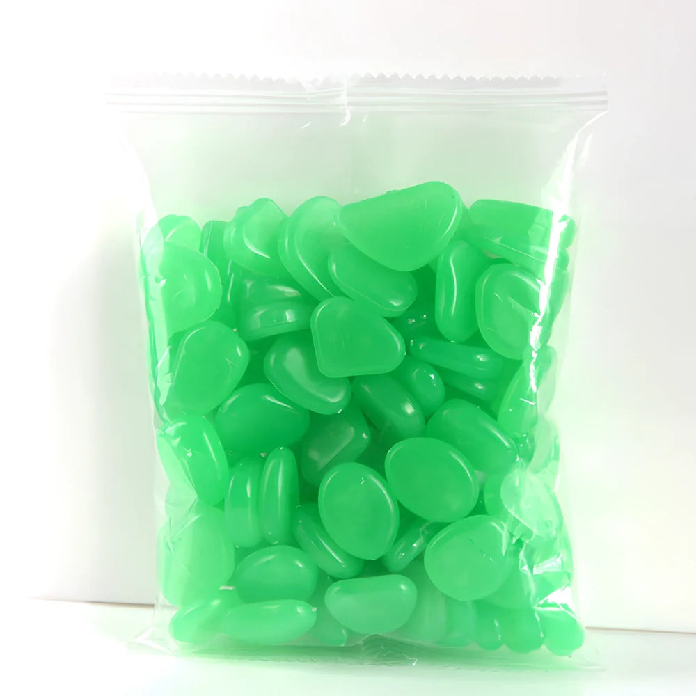 Blue, green, and white glow in the dark resin rocks for aquarium decoration with irregular shapes