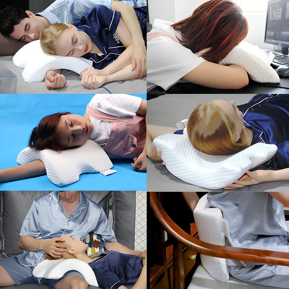 Portable Tencel arch pillow with 35×30×13cm dimensions for cervical support during massage