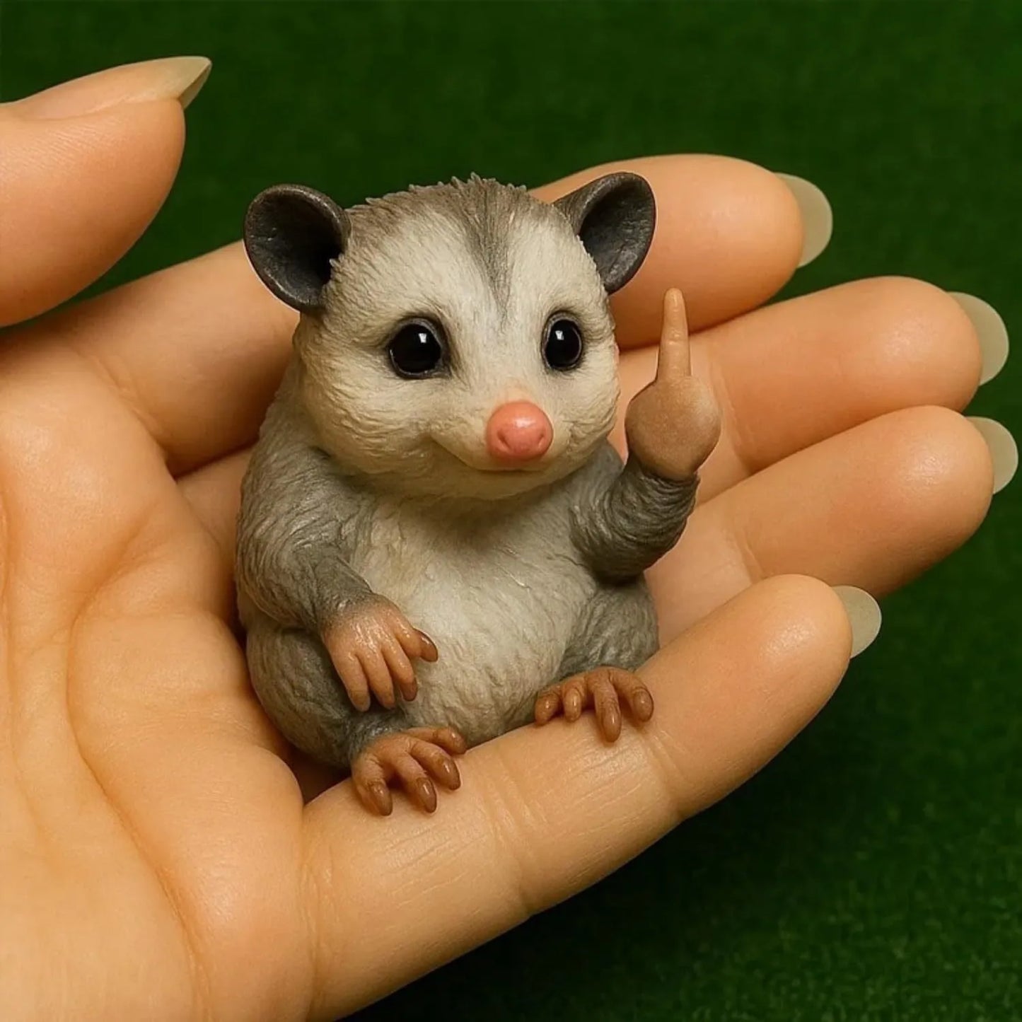 Mini resin animal doll with middle finger gesture, 6-7cm tall, in cat, dog, elephant, frog, Highland cattle, mouse, or turtle design
