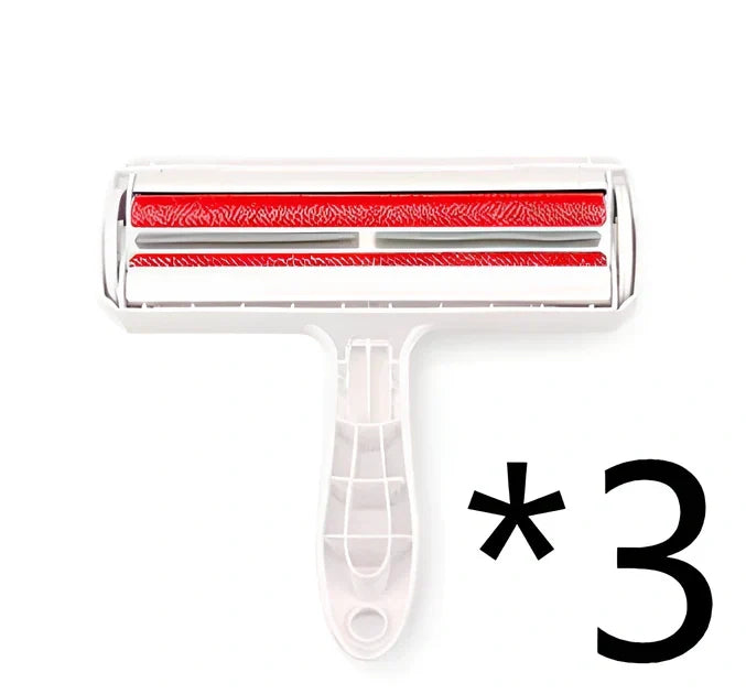 Blue pet hair removal comb with ABS plastic body and roller bristles for furniture cleaning