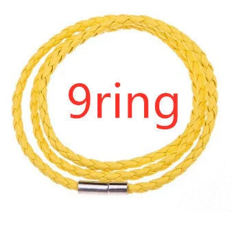 Personalized men's braided leather bracelet with stainless steel beads and custom name charm