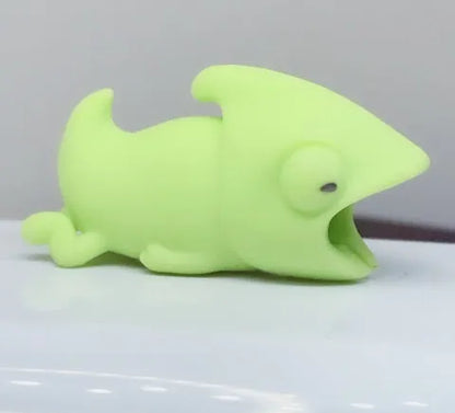 Silicone animal-shaped cable protector for Apple iPhone lightning charging cable.