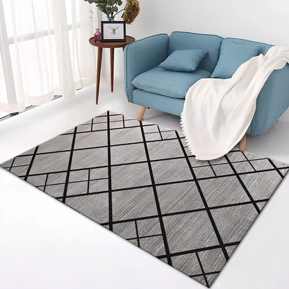 Rectangular crystal velvet carpet in charcoal grey showing textured surface and straight edges