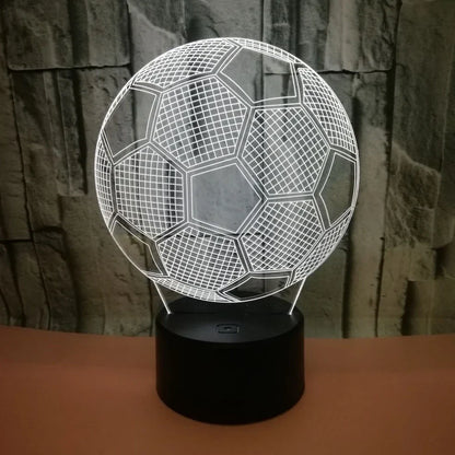 3D colour-changing football night light with 87mm ABS base, USB cable, and remote, projecting in 7 hues