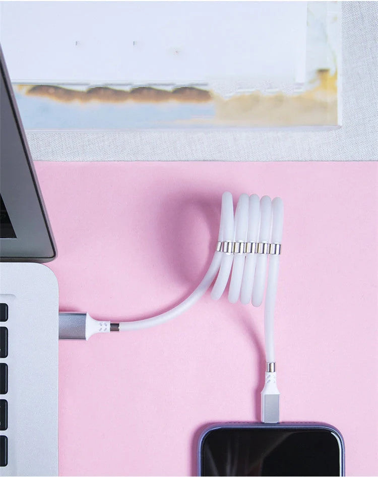 Magnetic absorption nano data line in black and white, compatible with Apple and Android devices