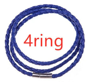 Personalized men's braided leather bracelet with stainless steel beads and custom name charm