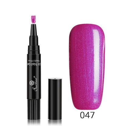 3-in-1 Gel Nail Varnish Pen with Glitter for One-Step Nail Art