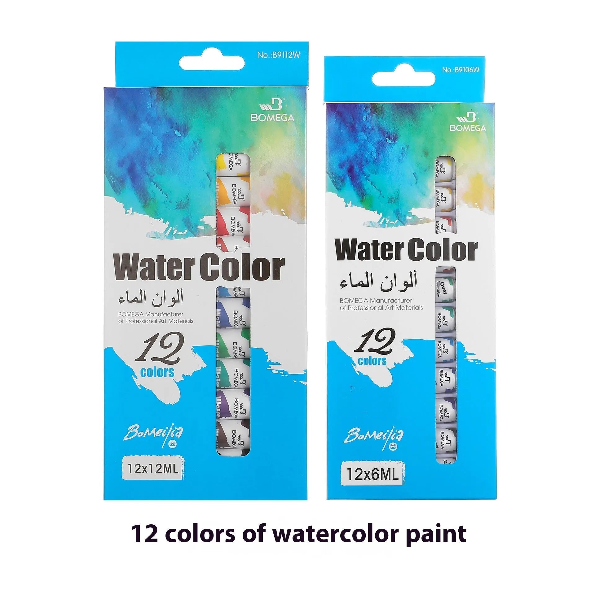 12-colour artist pigment set with tubes for acrylic, oil, watercolour, gouache, glass and textile painting techniques