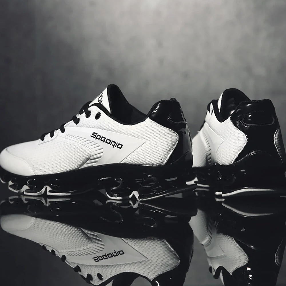 Blade Warrior Sneakers in green, white, black, and red with breathable mesh upper and rubber outsole