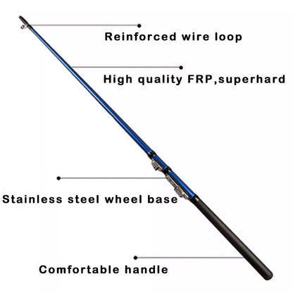 Blue FRP fishing rod boat raft rod with hard tuning, lengths 1.5m and 1.3m