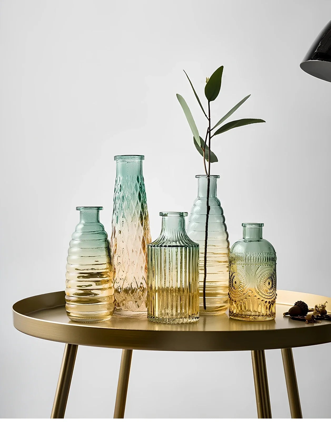 Electroplated colourful glass vase with thicker bottom in multiple sizes from 13cm to 22cm height