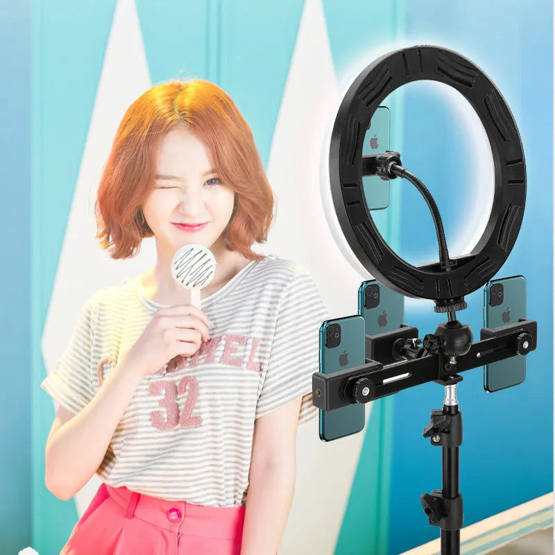 10-inch rotating ring selfie light with 19cm metal bracket for smartphone photography