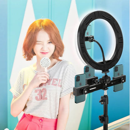 10-inch rotating ring selfie light with 19cm metal bracket for smartphone photography